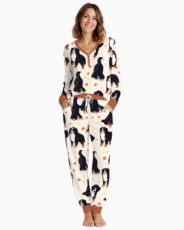 Playful Bernese Mountain Dog Moments Bamboo Women Pajama Set