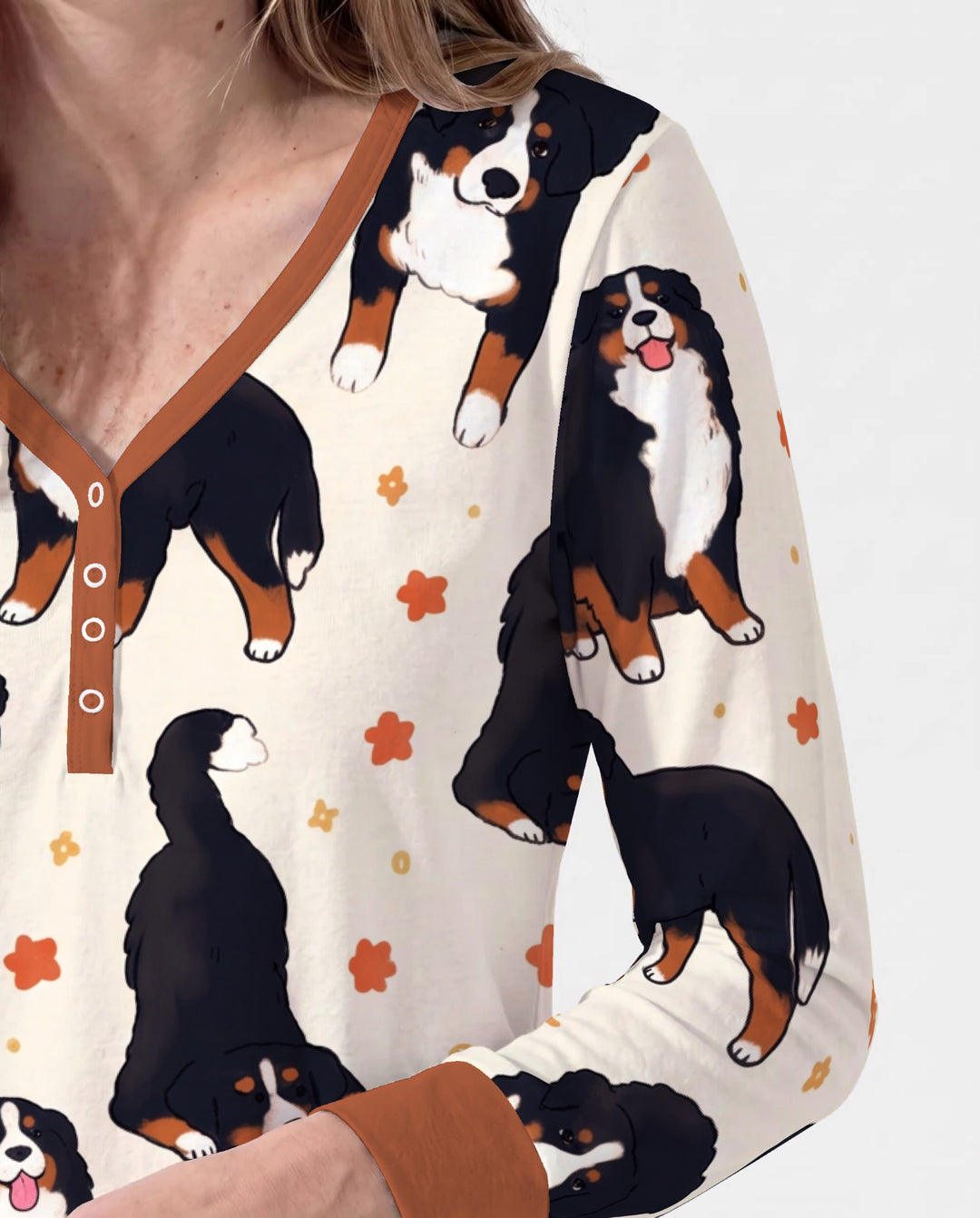 Playful Bernese Mountain Dog Moments Bamboo Women Pajama Set