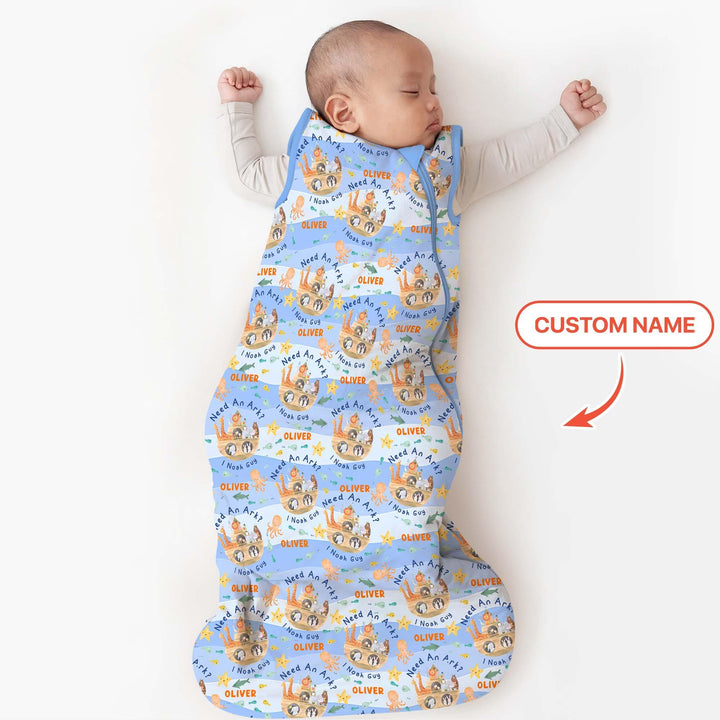 Noah’s Ark Custom Name Boy Sleep Bag , Noah’s Ark Custom Name Boy Sleep Bag - XS / 0.5 TOG