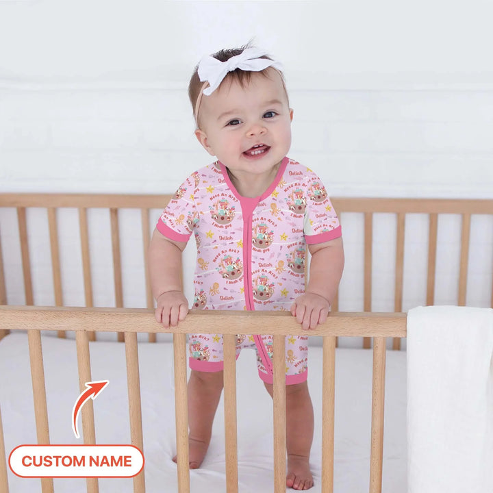 Noah’s Ark Custom Name Girl Shorty Zippy , Noah’s Ark Custom Name Girl Shorty Zippy - 0-3M