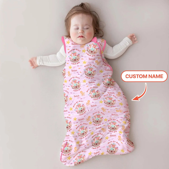 Noah’s Ark Custom Name Girl Sleep Bag , Noah’s Ark Custom Name Girl Sleep Bag - XS / 0.5 TOG