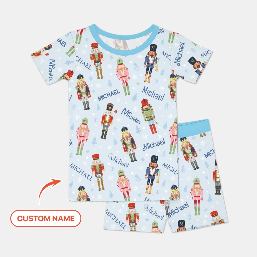 Nutcracker Parade Custom Name Boy Two Piece Short Sleeve Shorts Pajama Set , Nutcracker Parade Custom Name Boy Two Piece Short Sleeve Shorts Pajama Set - 12-18M