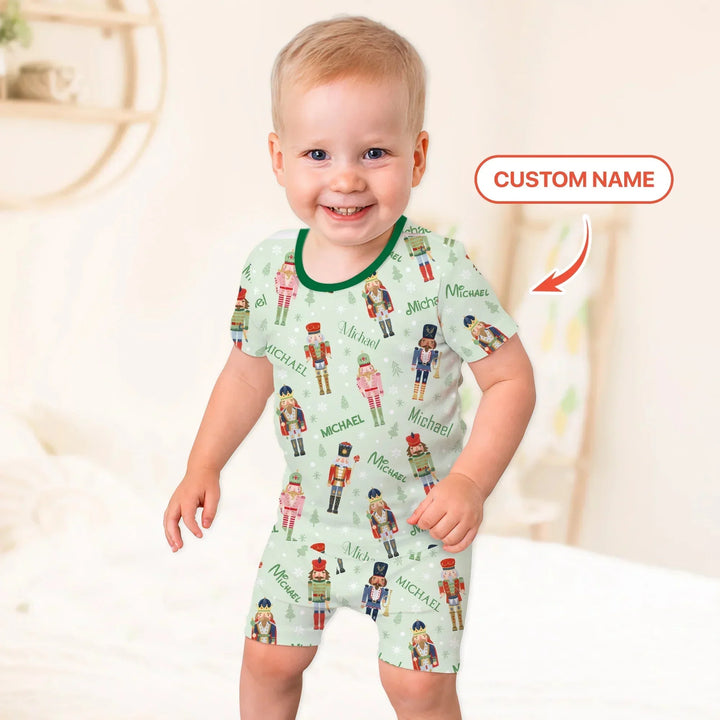 Nutcracker Parade Custom Name Boy Two Piece Short Sleeve Shorts Pajama Set , Nutcracker Parade Custom Name Boy Two Piece Short Sleeve Shorts Pajama Set - 12-18M