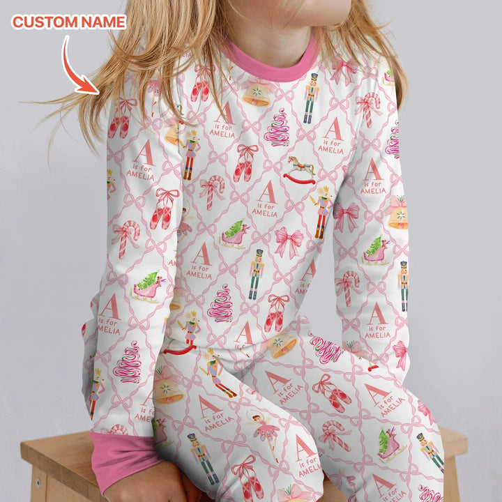 Nutcracker Sweet Dreams Custom Name Two Piece Long Sleeve Pajama Set , Nutcracker Sweet Dreams Custom Name Two Piece Long Sleeve Pajama Set - 12-18M
