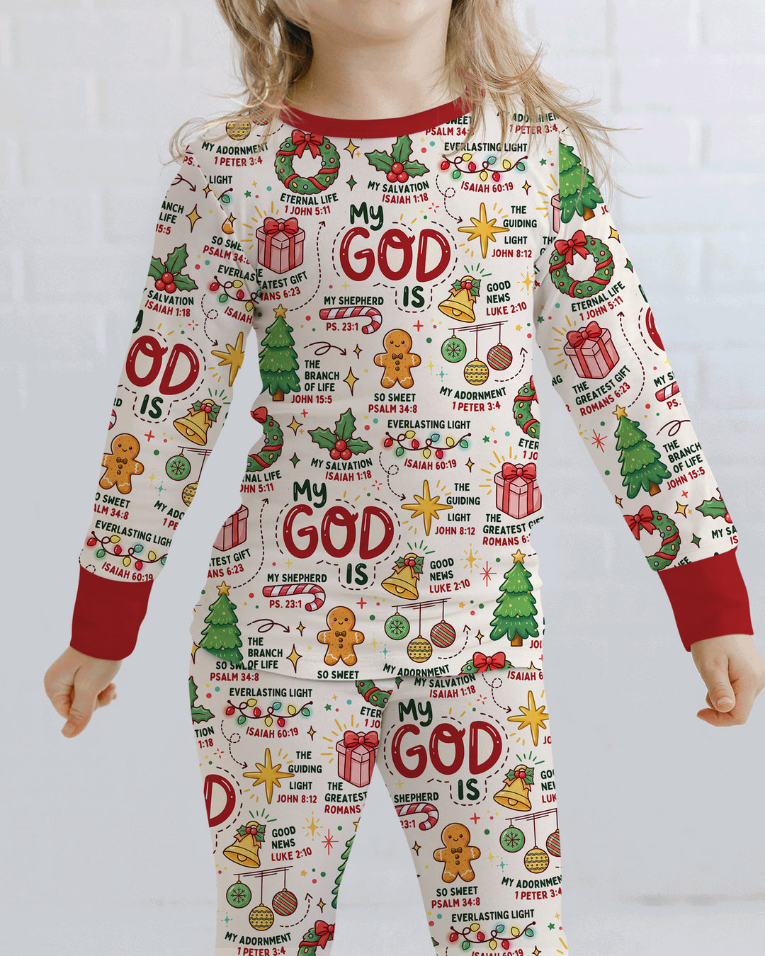 Christmas My God Is Bamboo Two Piece Long Sleeve Pajama Set