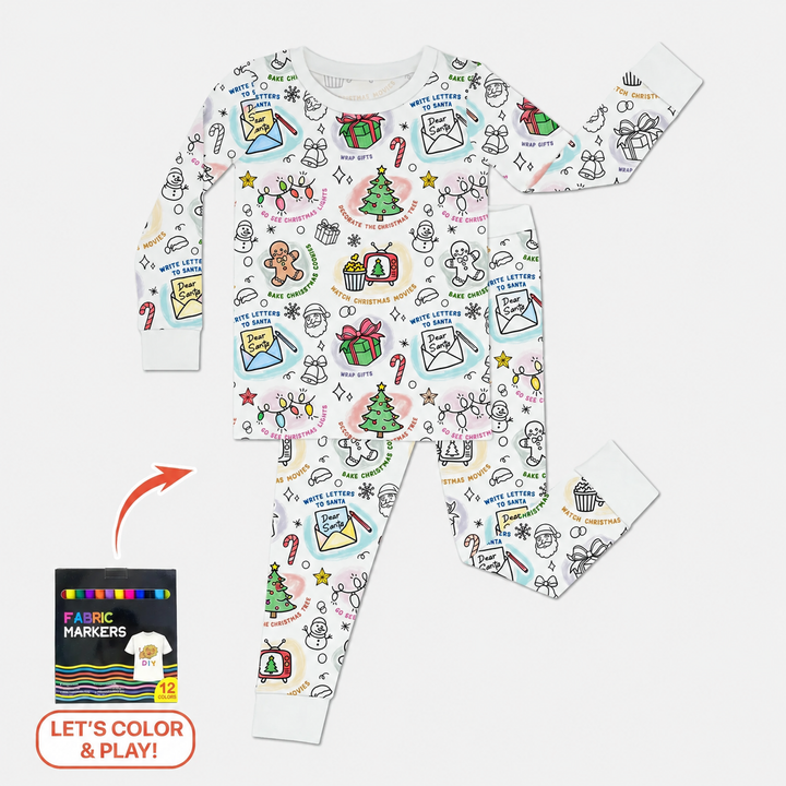 Christmas Colorable Bamboo Two Piece Pajama Set
