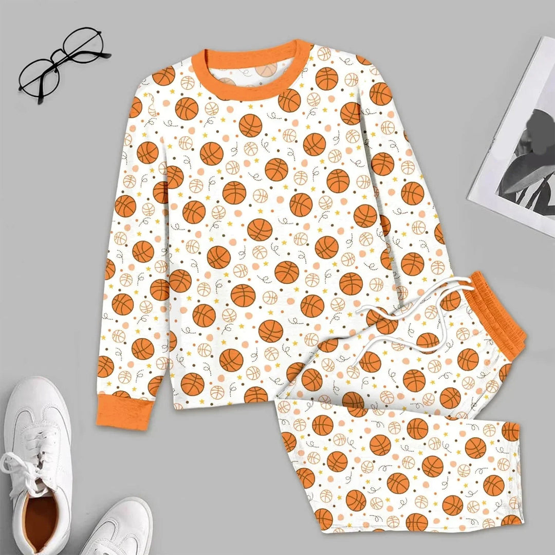 Orange Basketball Men's Pajama Set , Orange Basketball Men's Pajama Set - XS