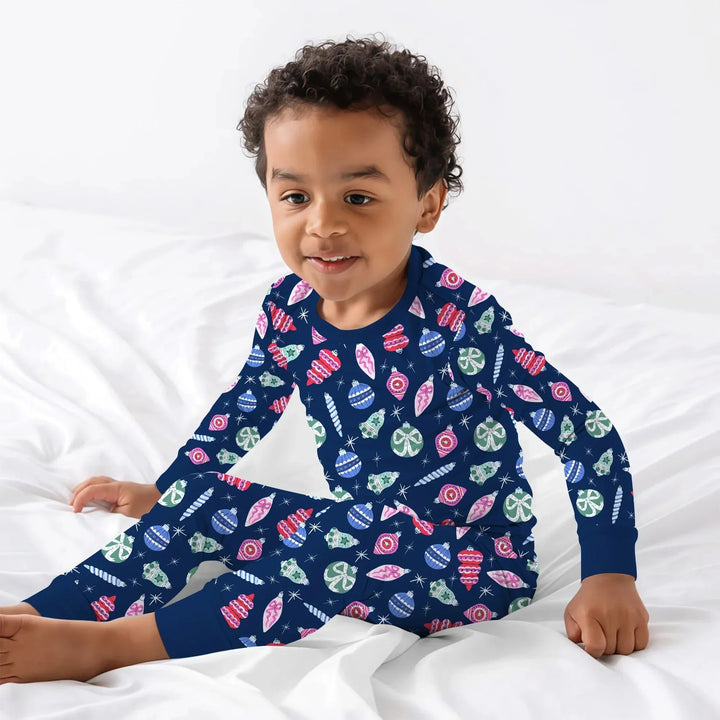 Ornaments Party Two Piece Long Sleeve Pajama Set , Ornaments Party Two Piece Long Sleeve Pajama Set - 12-18M