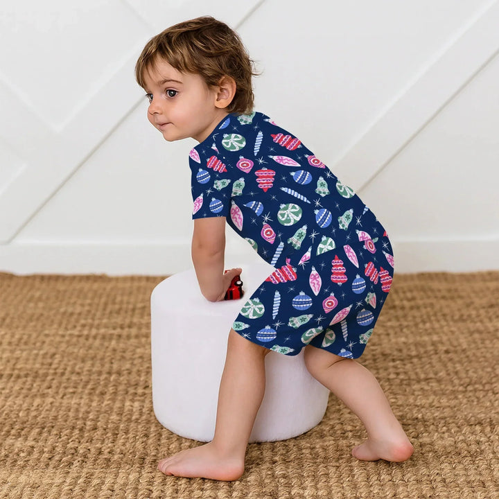 Ornaments Party Two Piece Short Sleeve Shorts Pajama Set , Ornaments Party Two Piece Short Sleeve Shorts Pajama Set - 12-18M