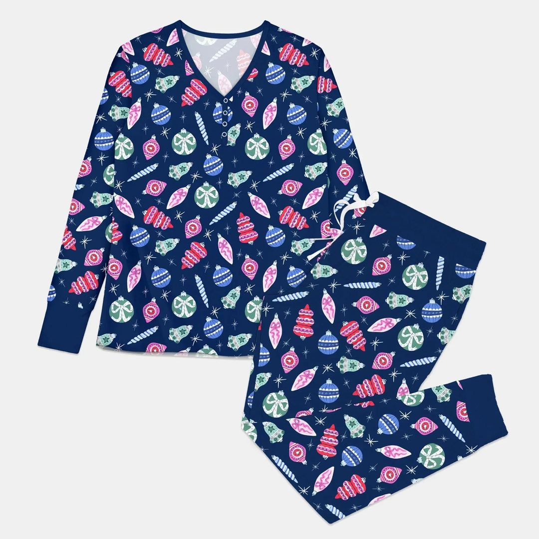 Ornaments Party Women Pajama Set , Ornaments Party Women Pajama Set - Only Shirt / S