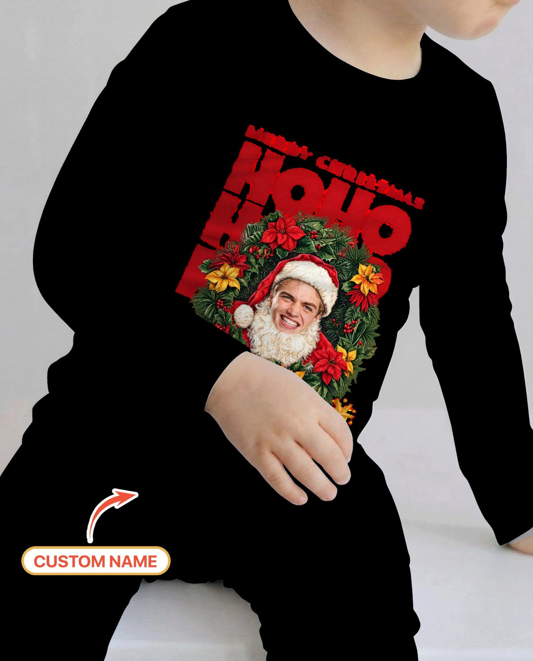 Personalized Photo Christmas Santa Bamboo Two Piece Long Sleeve Pajama Set