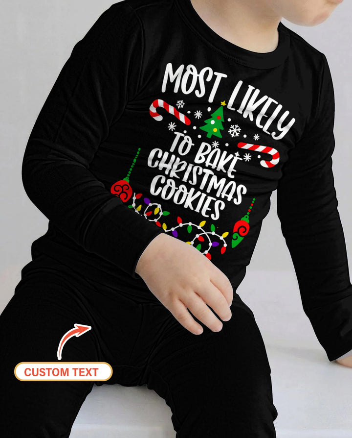 Custom Quotes Most Likely Christmas Bamboo Two Piece Long Sleeve Pajama Set