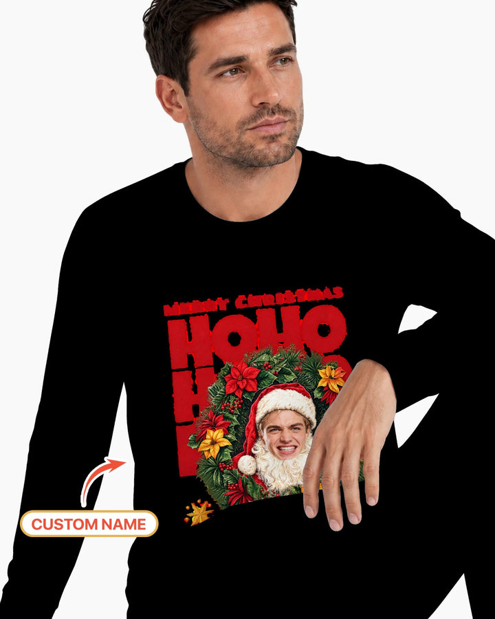 Personalized Photo Christmas Santa Bamboo Men's Pajama Set