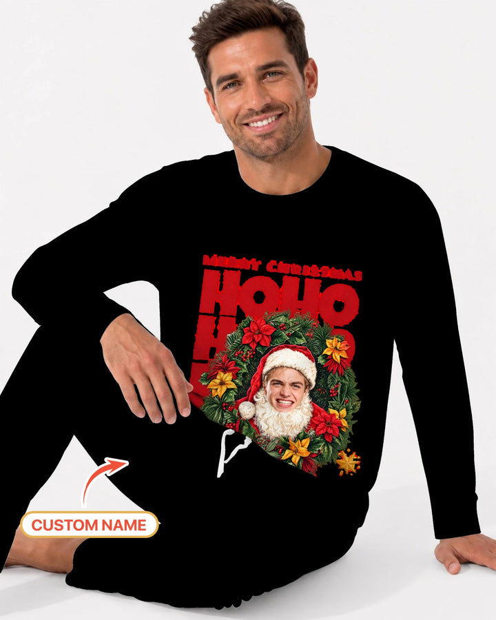 Personalized Photo Christmas Santa Bamboo Men's Pajama Set