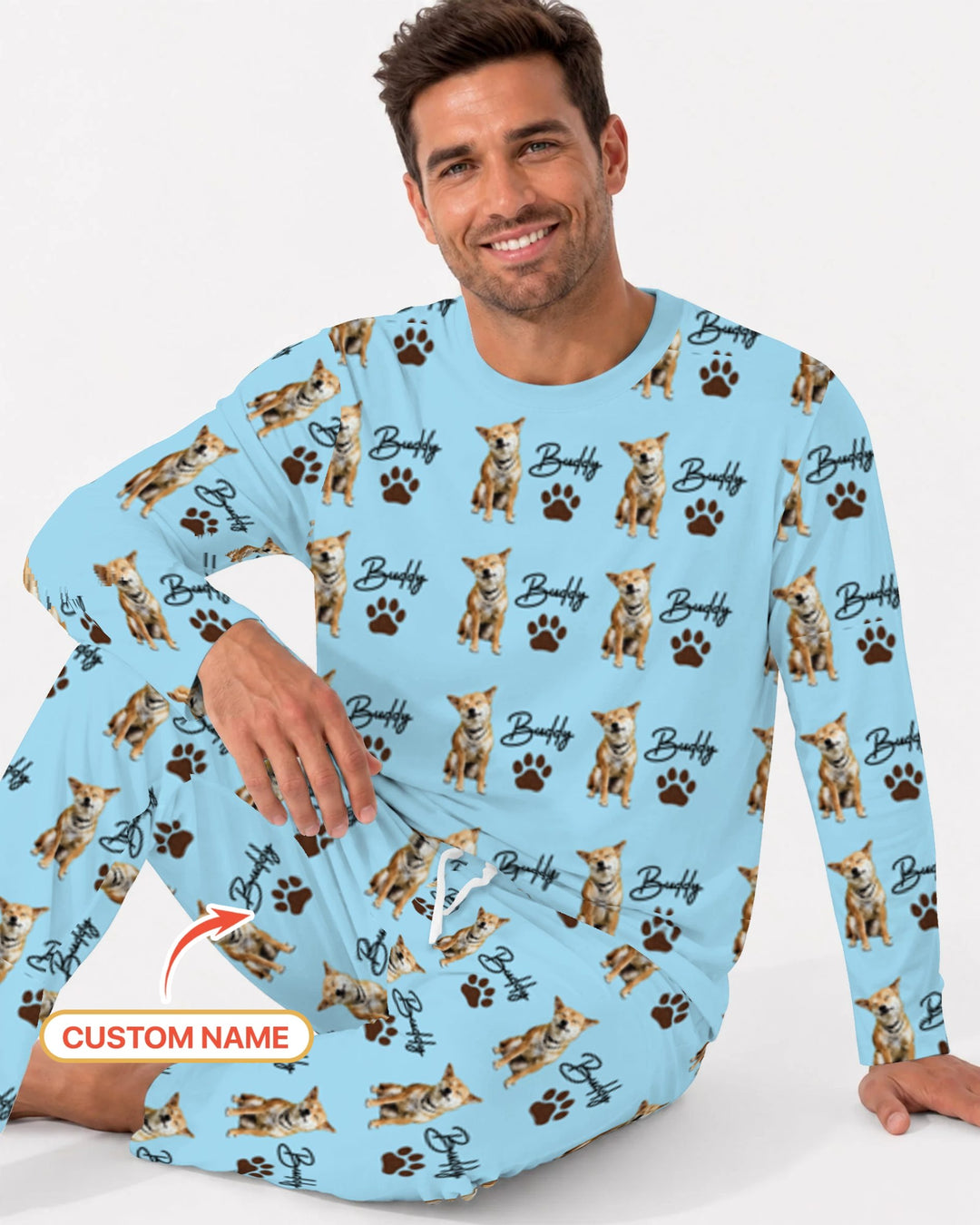 Personalized Pet Portrait Bamboo Men's Pajama Set