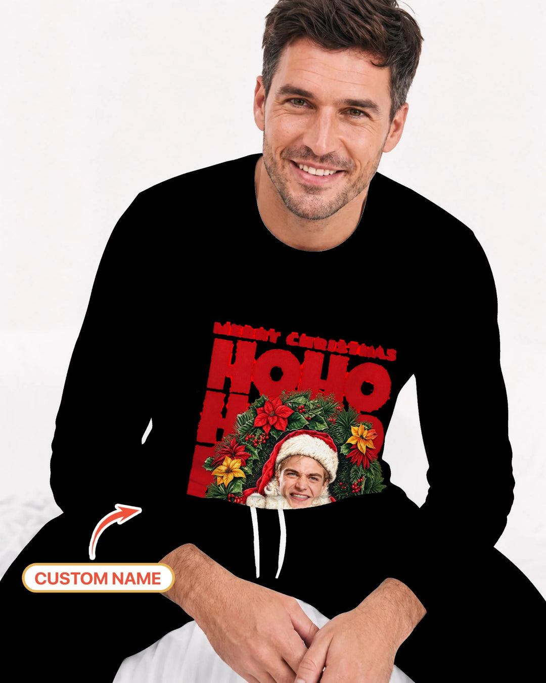 Personalized Photo Christmas Santa Bamboo Men's Pajama Set