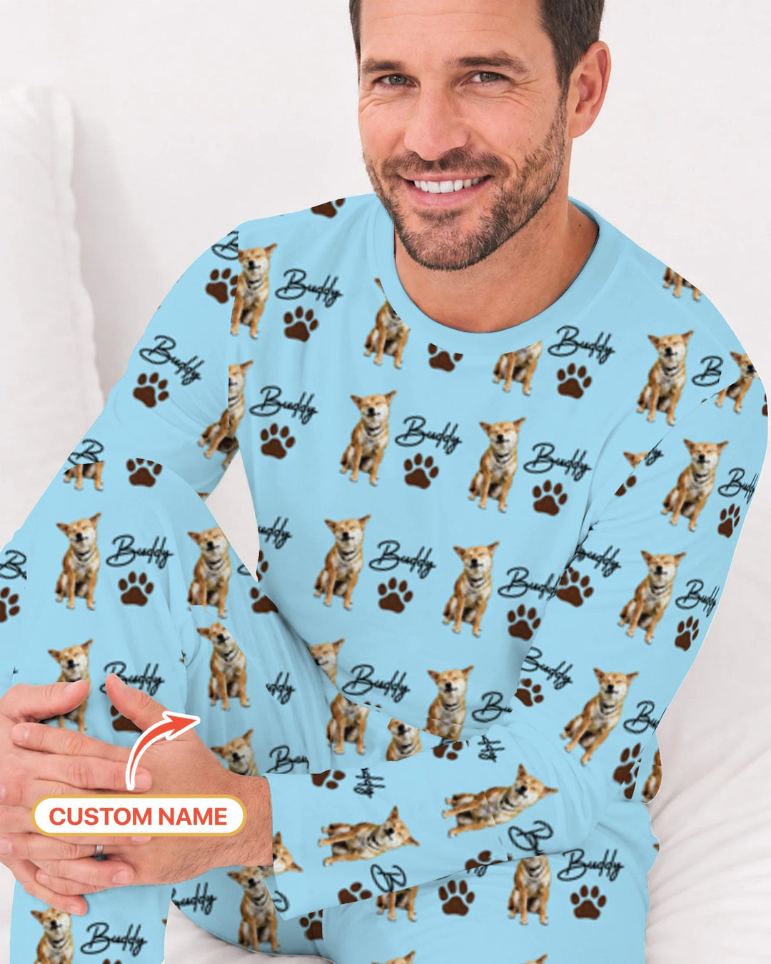 Personalized Pet Portrait Bamboo Men's Pajama Set