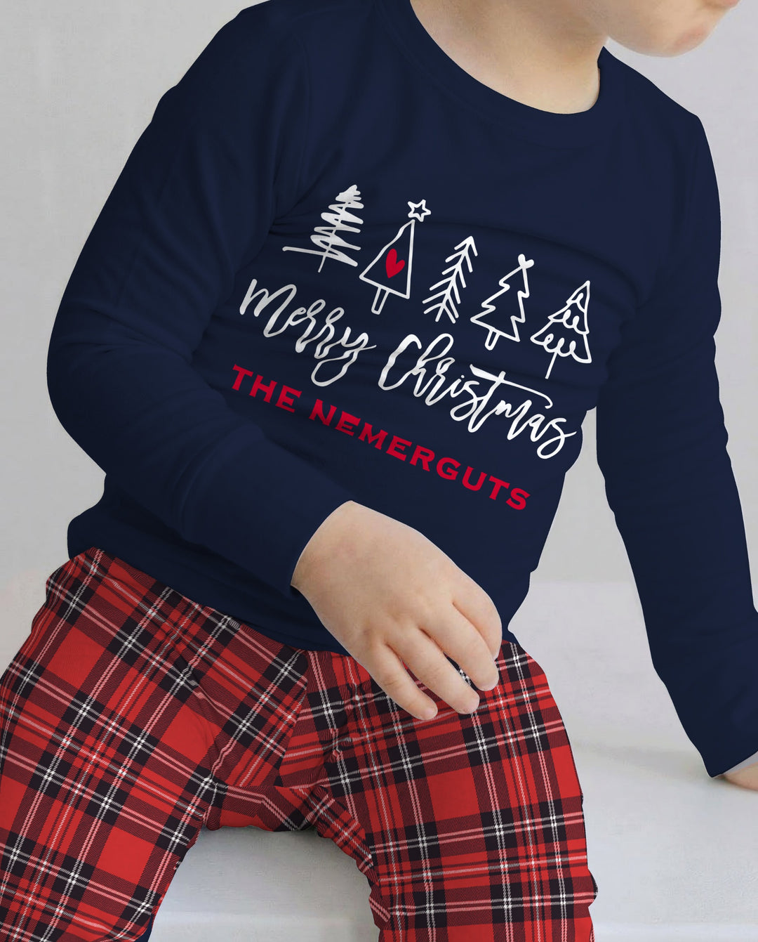Custom Christmas Tree Bamboo Two Piece Long Sleeve Pajama Set