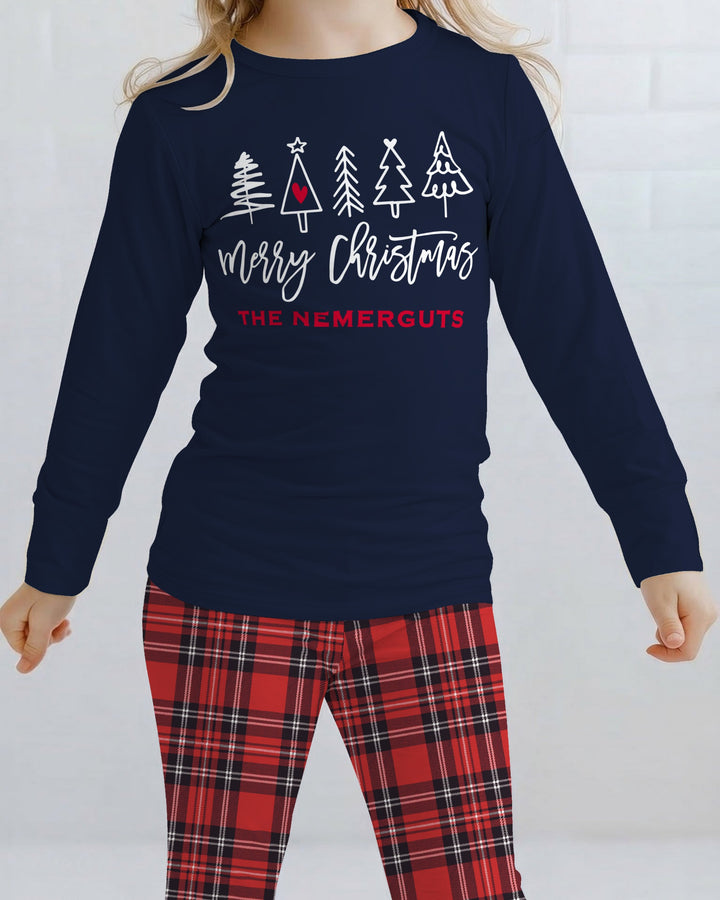 Custom Christmas Tree Bamboo Two Piece Long Sleeve Pajama Set