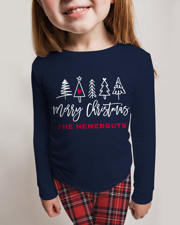 Custom Christmas Tree Bamboo Two Piece Long Sleeve Pajama Set