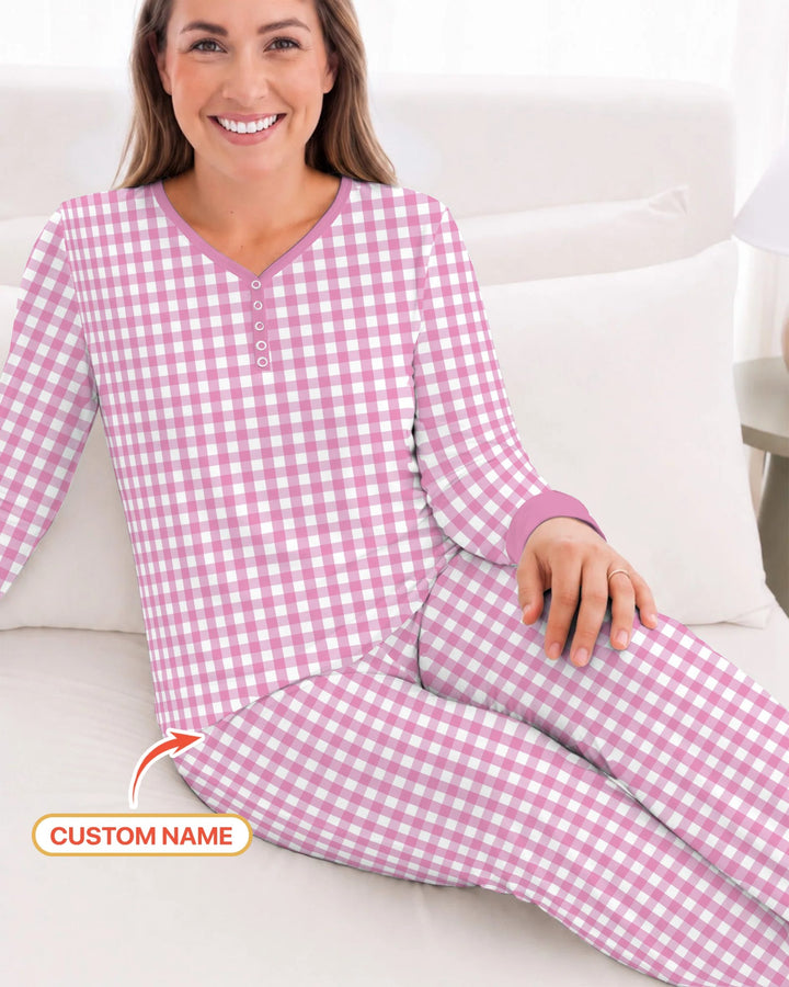 Embroidered Seersucker Bamboo Women Pajama Set
