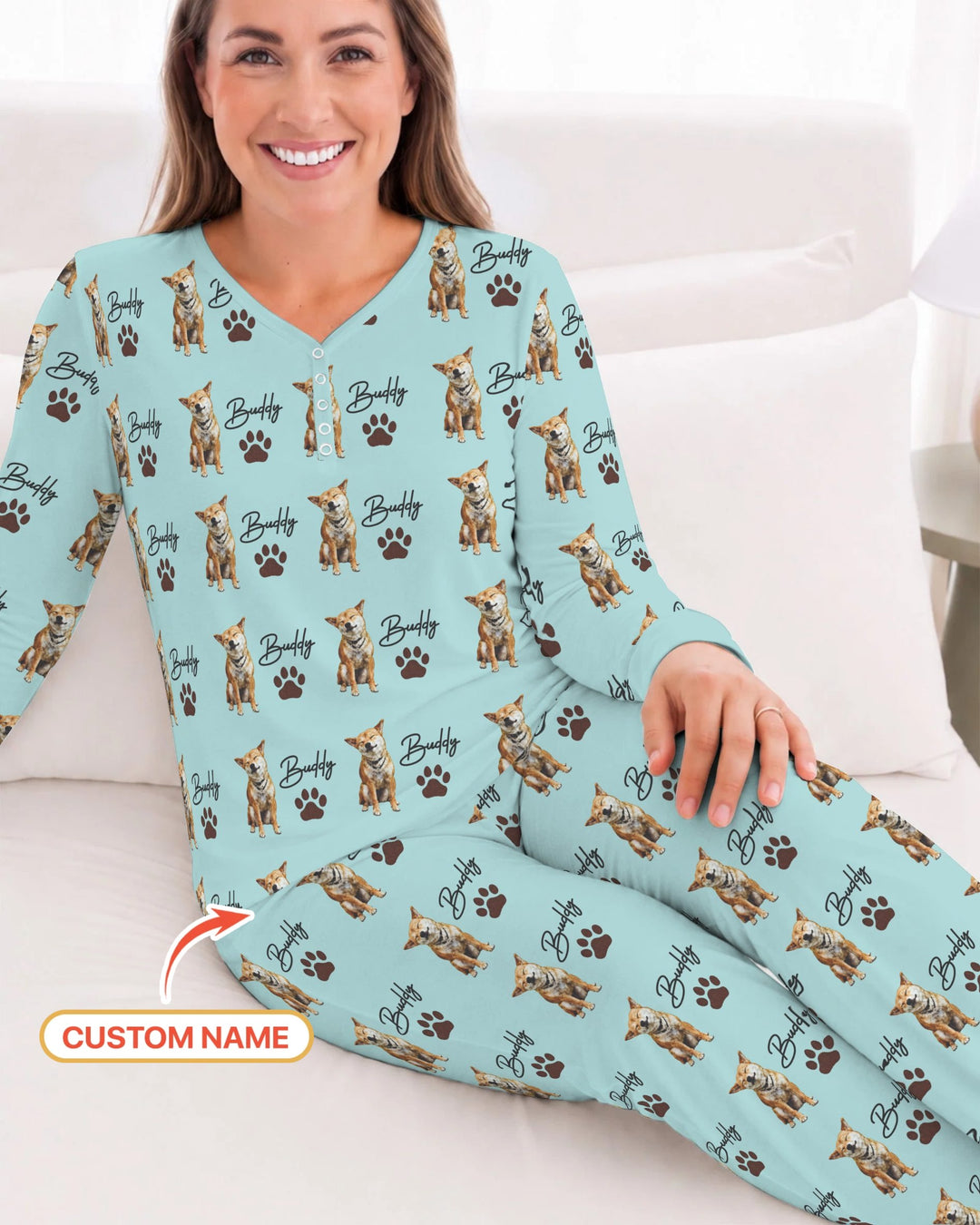 Personalized Pet Portrait Bamboo Women Pajama Set
