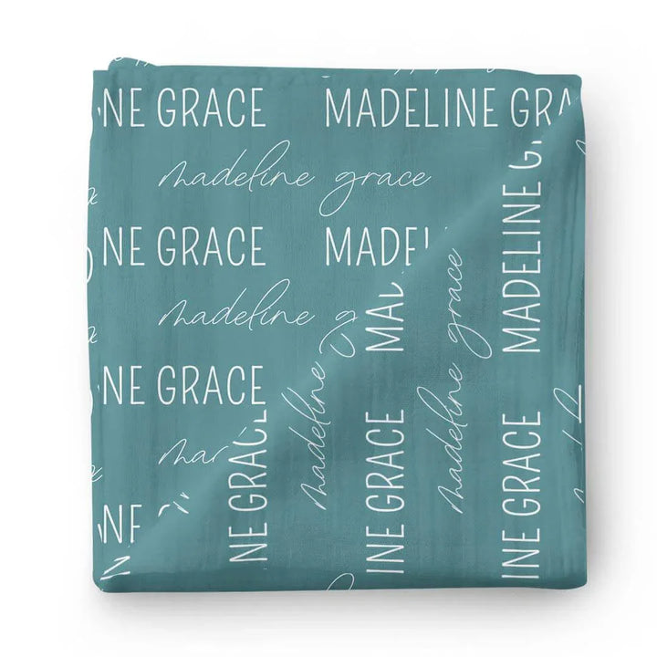 Personalized Baby Name Swaddle Blanket Block & Script , Personalized Baby Name Swaddle Blanket Block & Script - Script / Jade