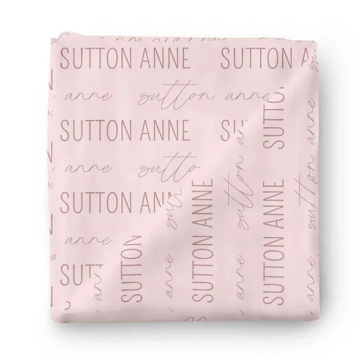 Personalized Baby Name Swaddle Blanket Block & Script , Personalized Baby Name Swaddle Blanket Block & Script - Script / Blush