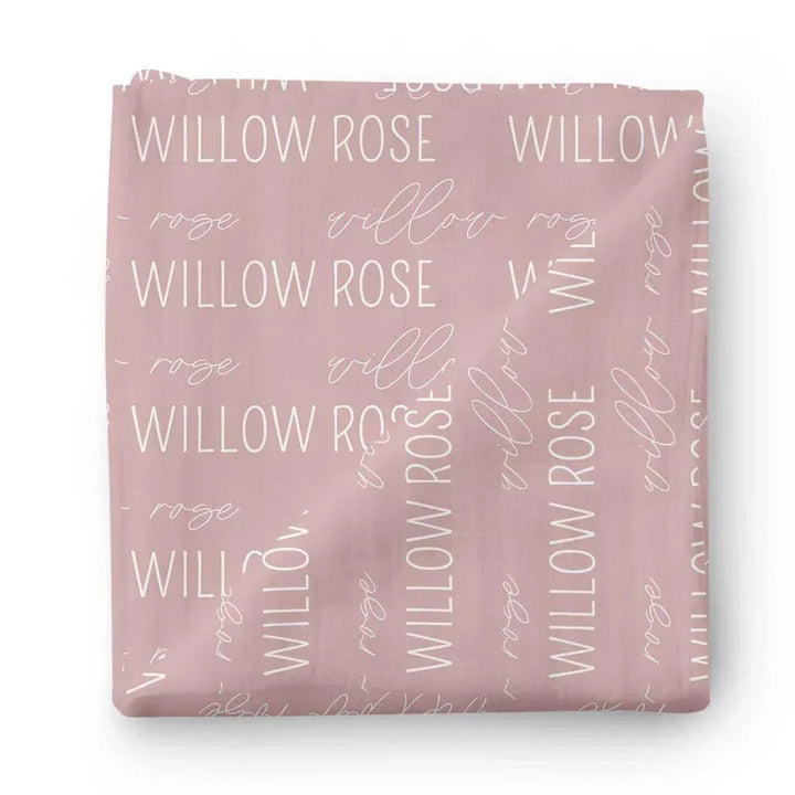 Personalized Baby Name Swaddle Blanket Block & Script , Personalized Baby Name Swaddle Blanket Block & Script - Script / Mauve