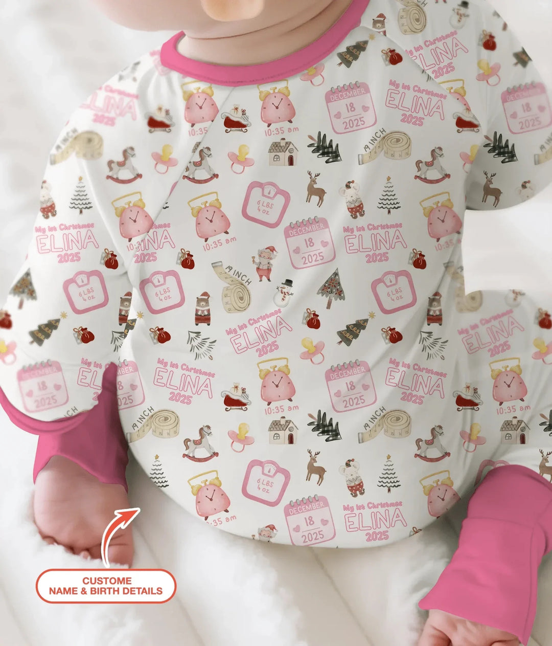 Personalized Baby's First Christmas Convertible Zippy , Personalized Baby's First Christmas Convertible Zippy - 0-3M