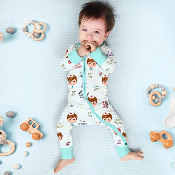 Personalized Dream Jobs Convertible Zippered Romper - Doctor , Personalized Dream Jobs Convertible Zippered Romper - Doctor - 0-3M