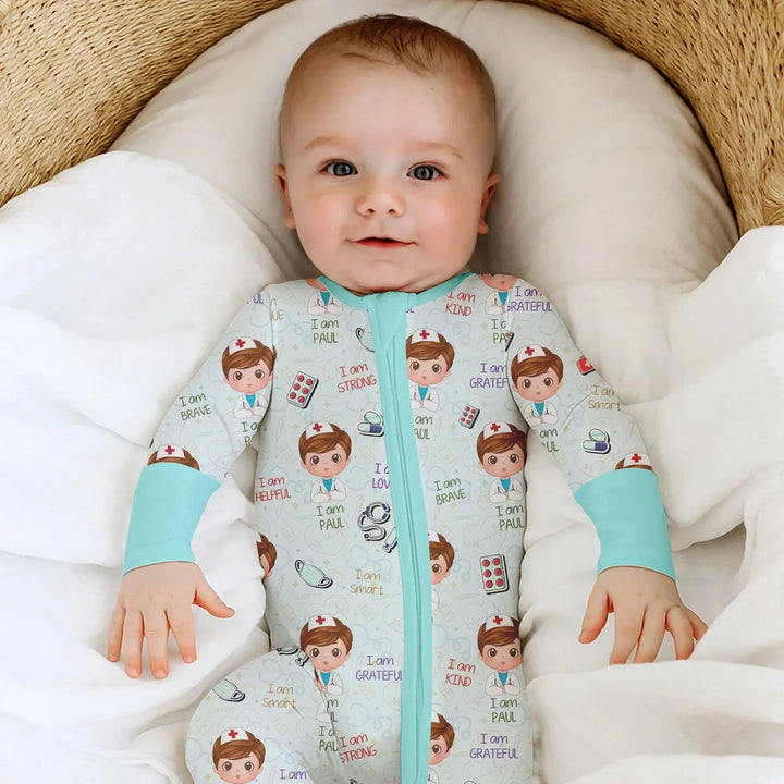 Personalized Dream Jobs Convertible Zippered Romper - Doctor , Personalized Dream Jobs Convertible Zippered Romper - Doctor - 0-3M