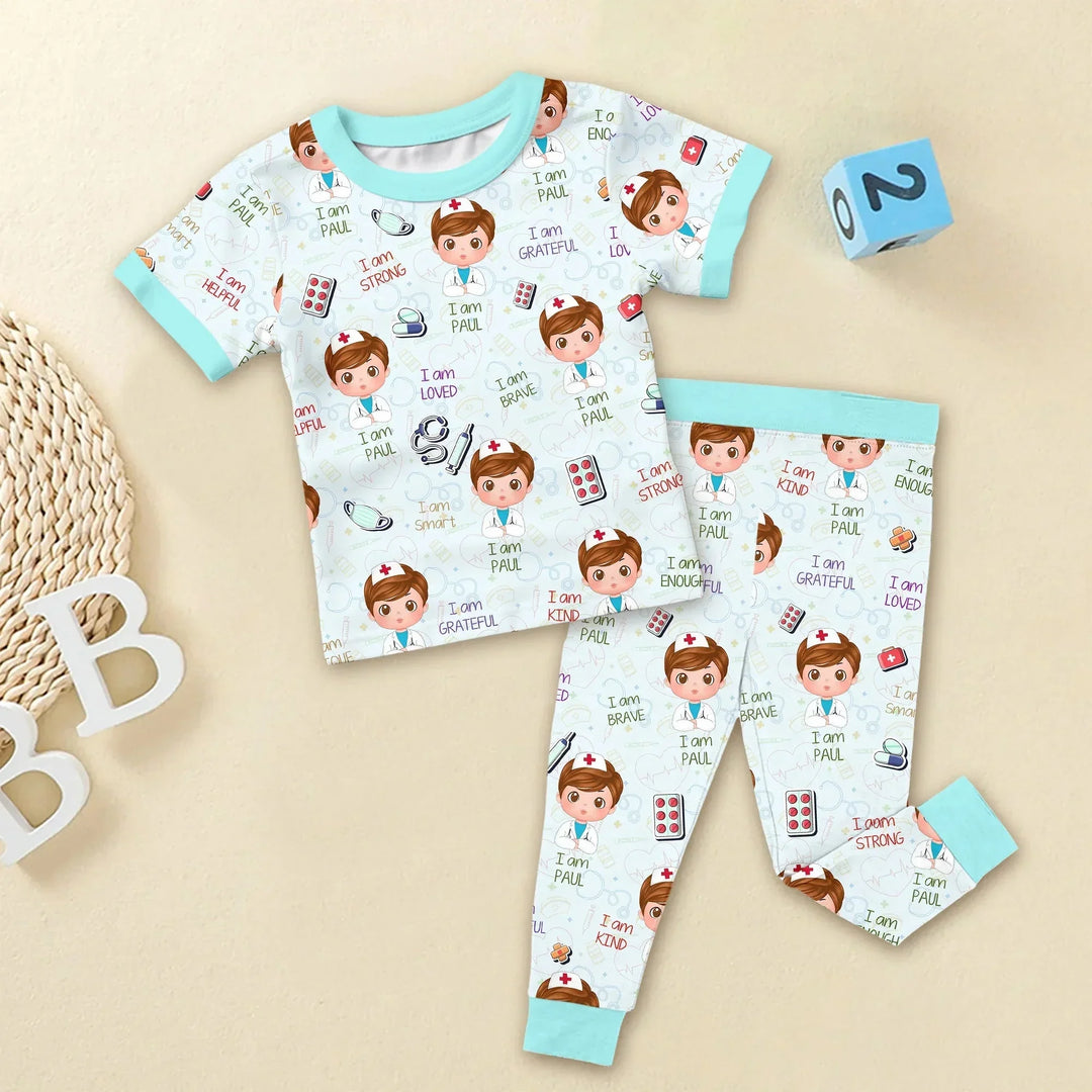 Personalized Dream Jobs Two Piece Short Sleeve Pajama Set - Doctor , Personalized Dream Jobs Two Piece Short Sleeve Pajama Set - Doctor - 12-18M
