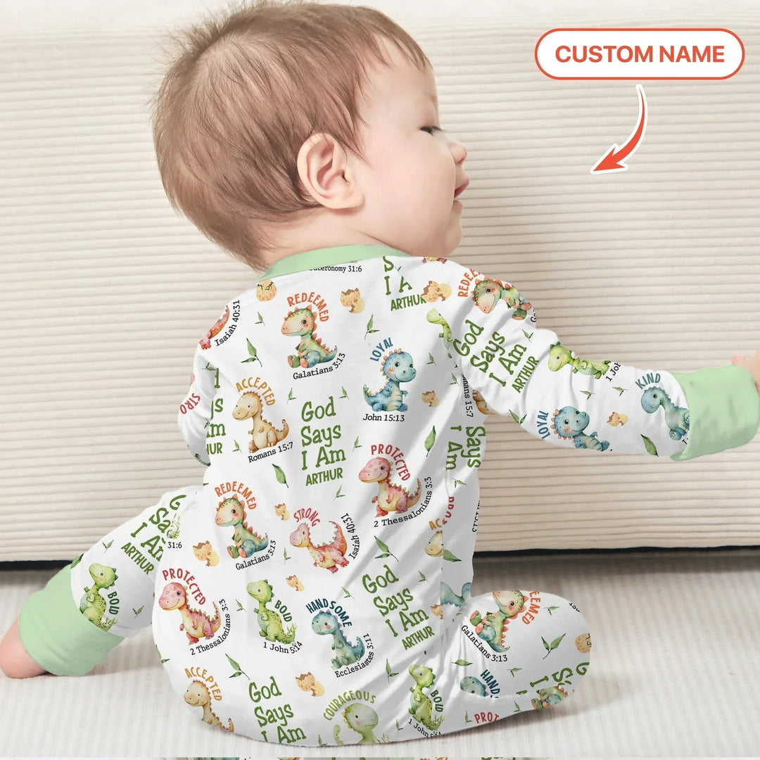 Personalized God Says I Am Dinosaur Convertible Zippy , Personalized God Says I Am Dinosaur Convertible Zippy - 0-3M