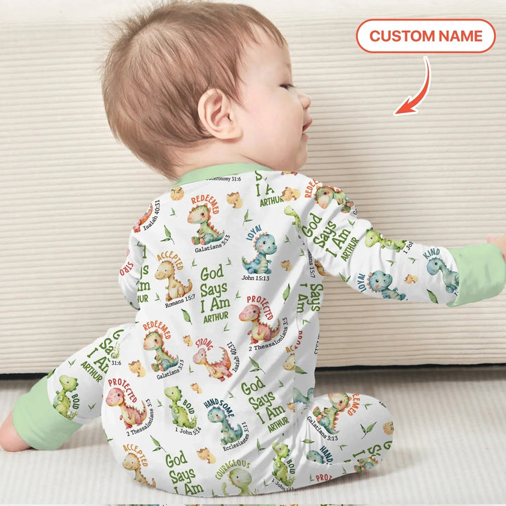 Personalized God Says I Am Dinosaur Convertible Zippy , Personalized God Says I Am Dinosaur Convertible Zippy - 0-3M