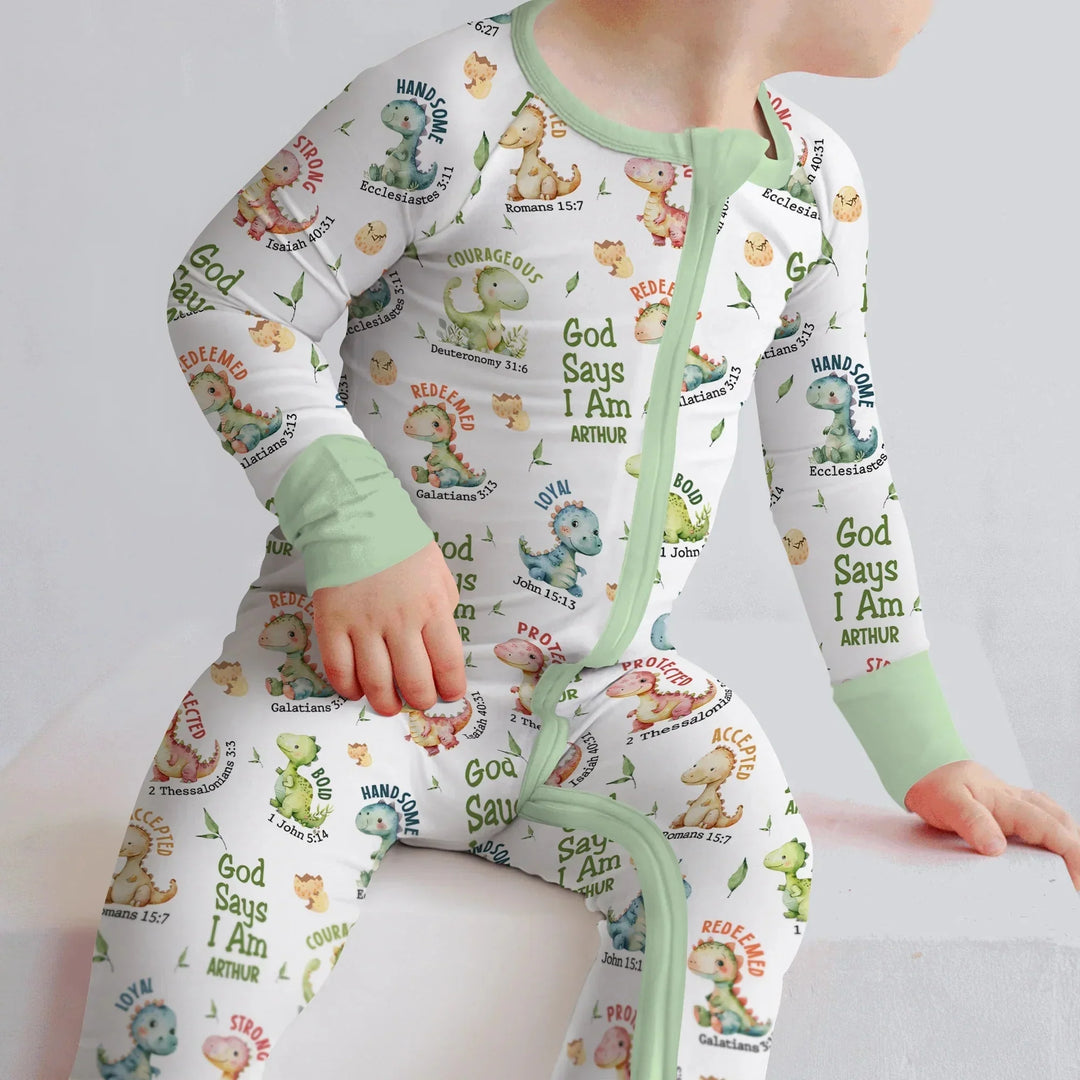 Personalized God Says I Am Dinosaur Convertible Zippy , Personalized God Says I Am Dinosaur Convertible Zippy - 0-3M