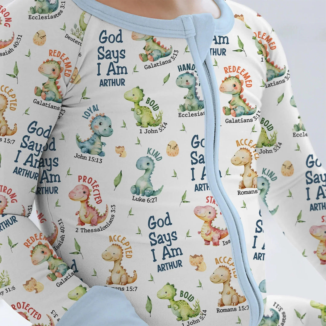 Personalized God Says I Am Dinosaur Convertible Zippy , Personalized God Says I Am Dinosaur Convertible Zippy - 0-3M