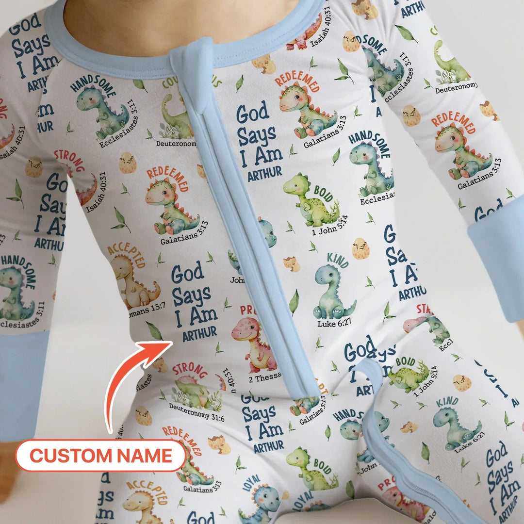 Personalized God Says I Am Dinosaur Convertible Zippy , Personalized God Says I Am Dinosaur Convertible Zippy - 0-3M