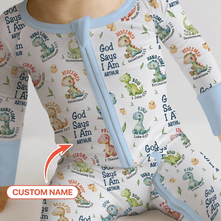 Personalized God Says I Am Dinosaur Convertible Zippy , Personalized God Says I Am Dinosaur Convertible Zippy - 0-3M