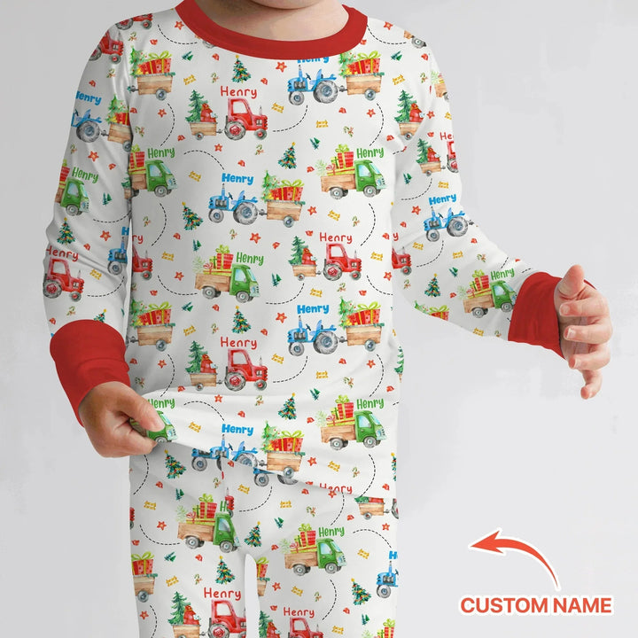Personalized Santa's Little Builders Two Piece Long Sleeve Pajama Set , Personalized Santa's Little Builders Two Piece Long Sleeve Pajama Set - 12-18M
