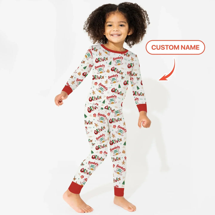 Personalized Santa's Little Helper Two Piece Long Sleeve Pajama Set , Personalized Santa's Little Helper Two Piece Long Sleeve Pajama Set - 12-18M