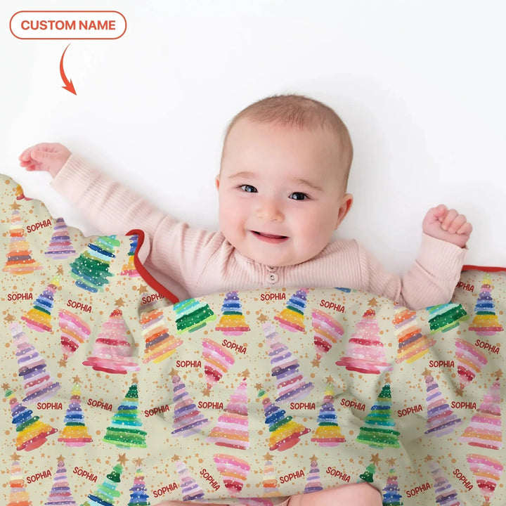 Personalized Twinkle Christmas Trees Toddler Blanket , Personalized Twinkle Christmas Trees Toddler Blanket - Default Title