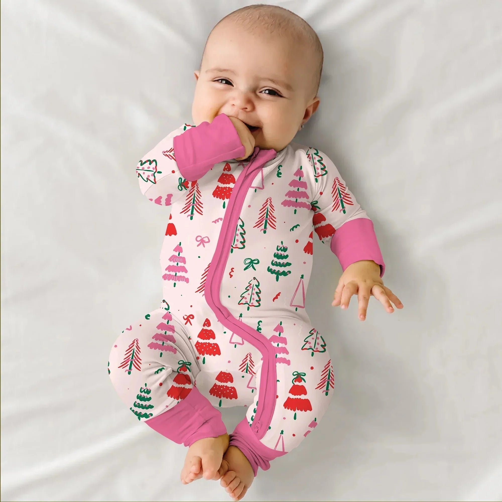 Pink Christmas Tree Farm Convertible Zippy , Pink Christmas Tree Farm Convertible Zippy - 0-3M