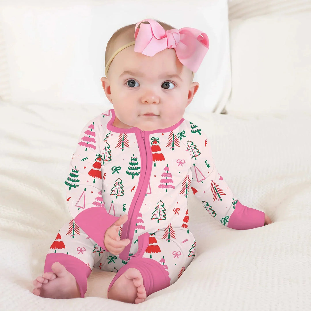 Pink Christmas Tree Farm Convertible Zippy , Pink Christmas Tree Farm Convertible Zippy - 0-3M