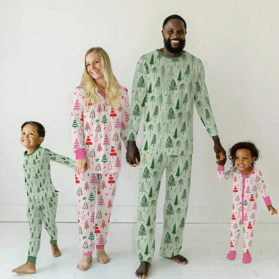 Pink Christmas Tree Farm Women Pajama Set , Pink Christmas Tree Farm Women Pajama Set - Only Shirt / S