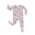 Pink Jurassic Jungle Crescent Zippered Romper , Pink Jurassic Jungle Crescent Zippered Romper - Newborn