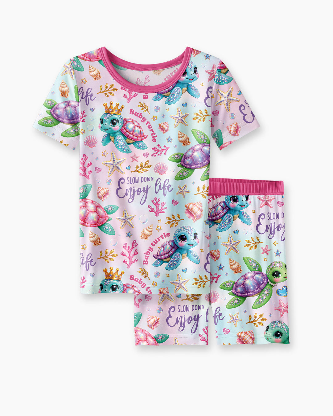 Baby Turtle Bamboo Two Piece Short Sleeve Shorts Pajama Set