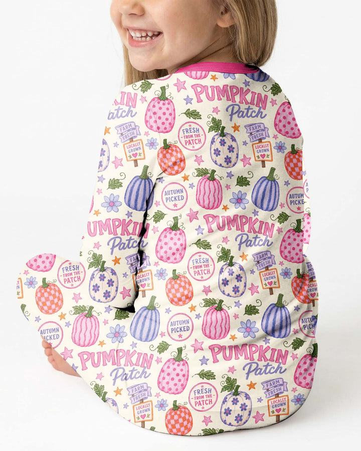 Whimsical Pumpkin Patch Bamboo Two Piece Long Sleeve Pajama Set