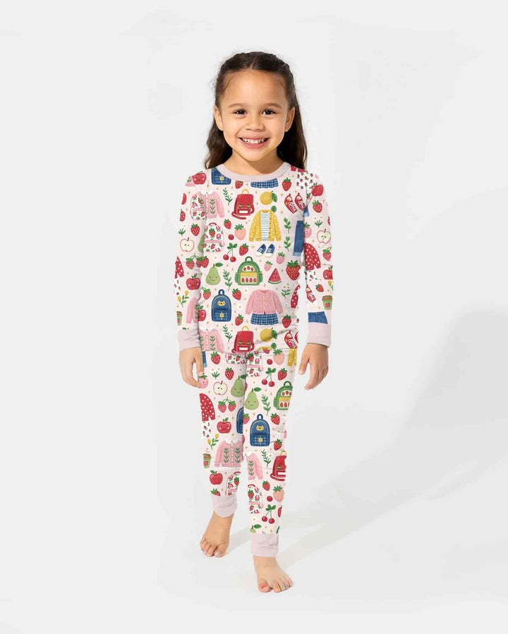 Zweiteiliges Langarm-Pyjama-Set mit Sommerfrüchten