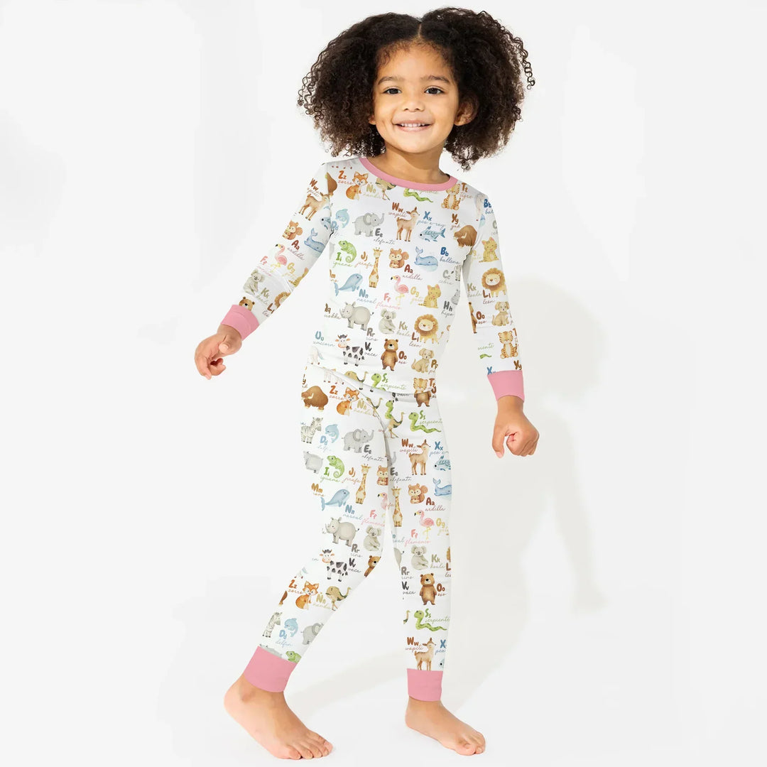 Spanish Alphabet Bamboo Two Piece Long Sleeve Pajama Set
